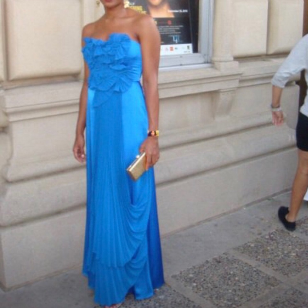 BCBG Size 4 Blue Draped Layered Evening Gown